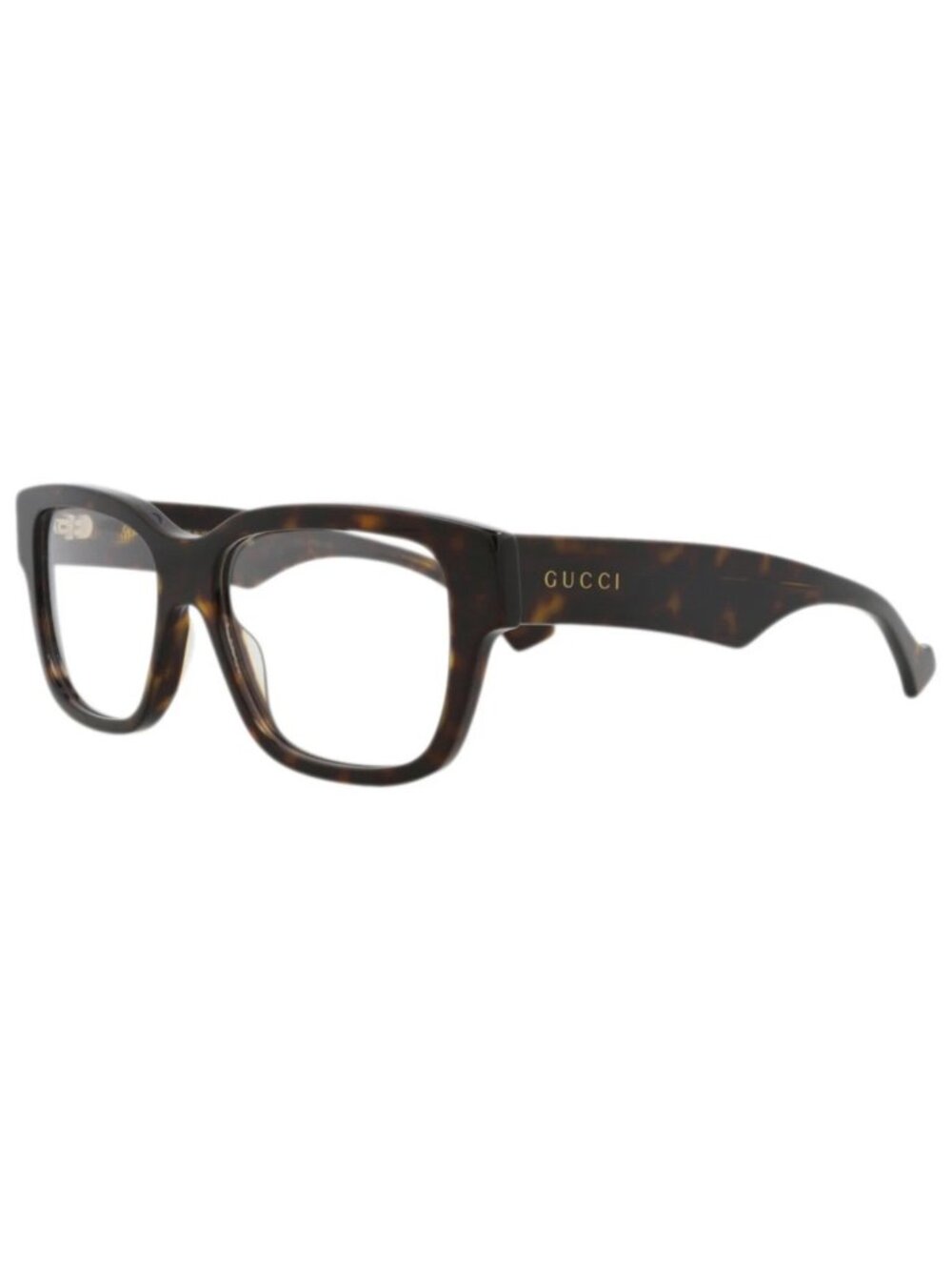 New Gucci Women's Eyeglasses Square Rectangle Recycled Acetate Frame Mens Havana